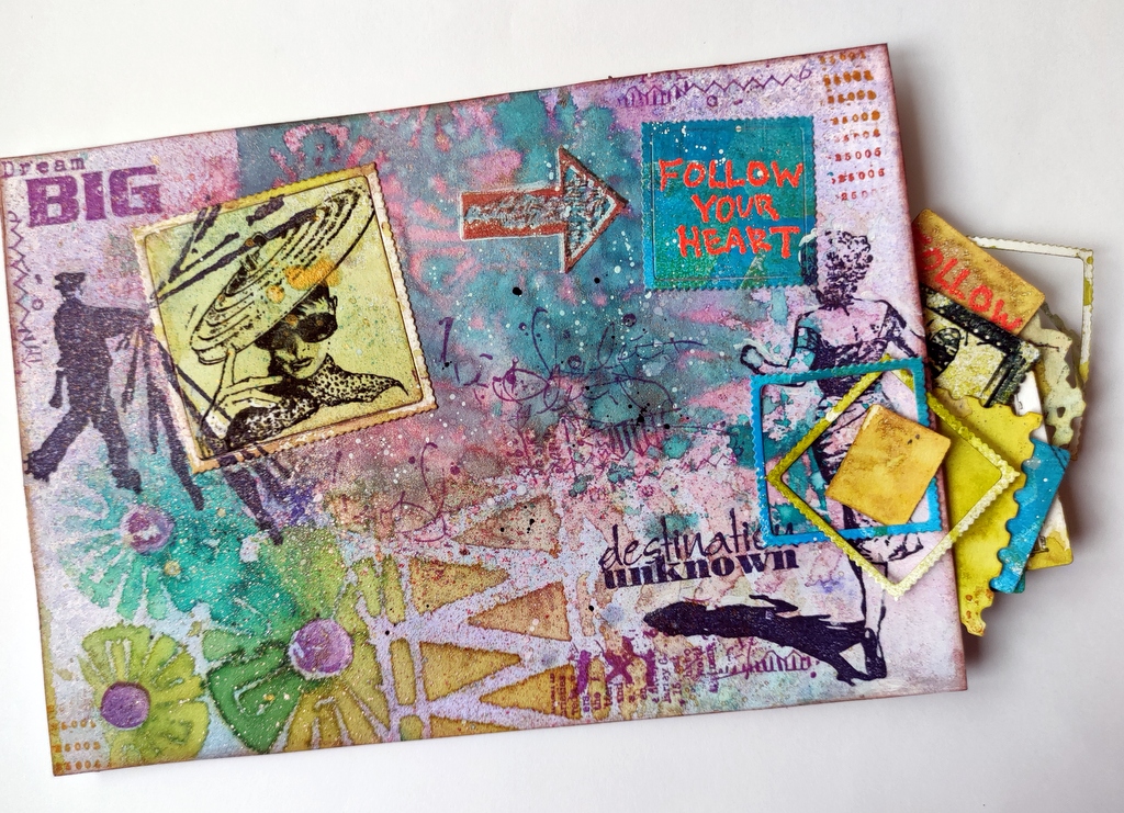 Mail art de Cocofolies pour VLVS, et sa pochette pour timbres fait-main