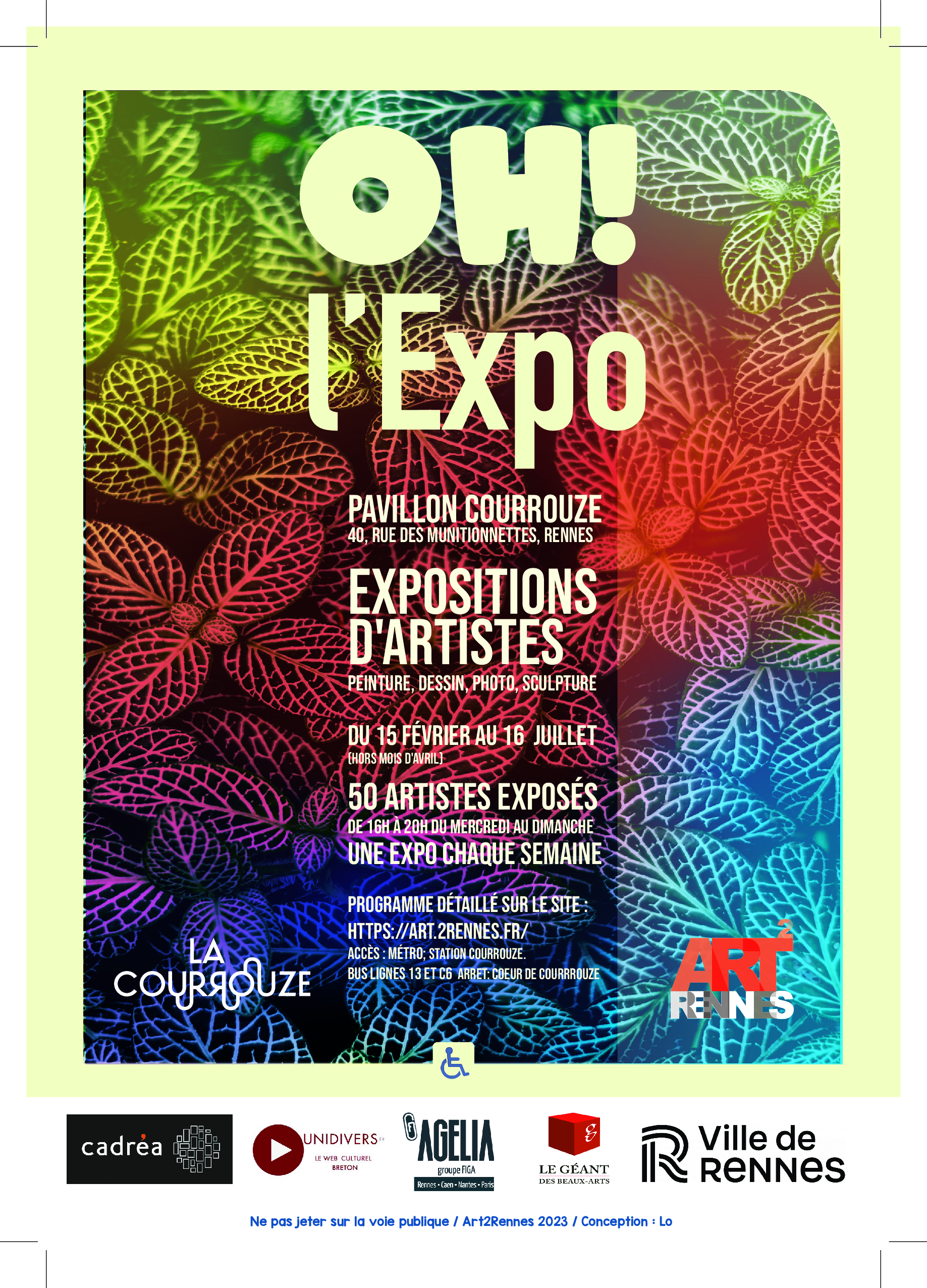 Affiche exposition 'OH l'Art' du 15 février au 16 juillet 2023 - Pavillon COURROUZE Rennes