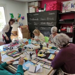 Atelier de mixed media avec Corinne Rollet à la boutique KERGLAZ Basse-Goulaine