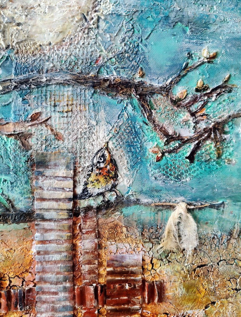 Détail de l'oiseau - Tableau Rêve d'un faisan au clair de lune - Cocofolies 2025