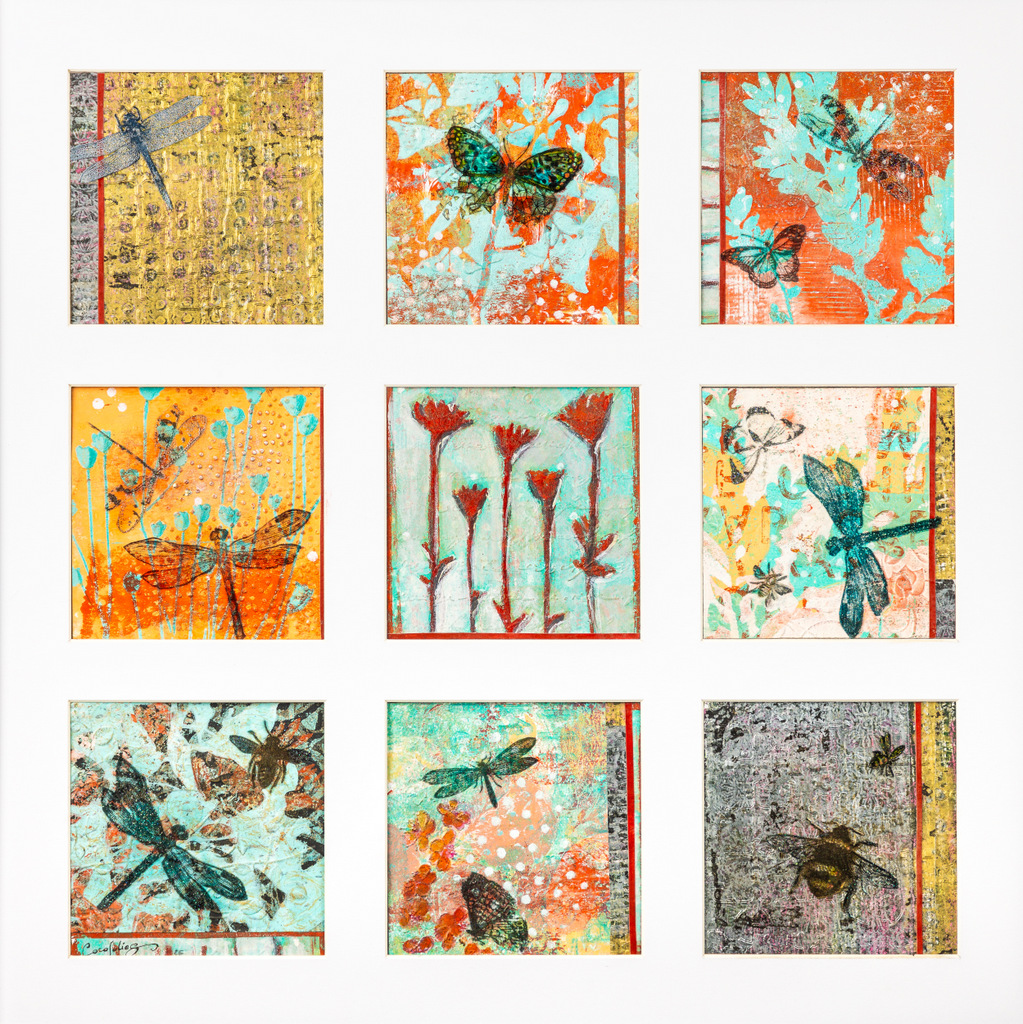 Fragilités 2026 Tableau Fragilités 2026 .Série carrés collages. Mixed media par Cocofolies, vendu au Salon MMA 2026