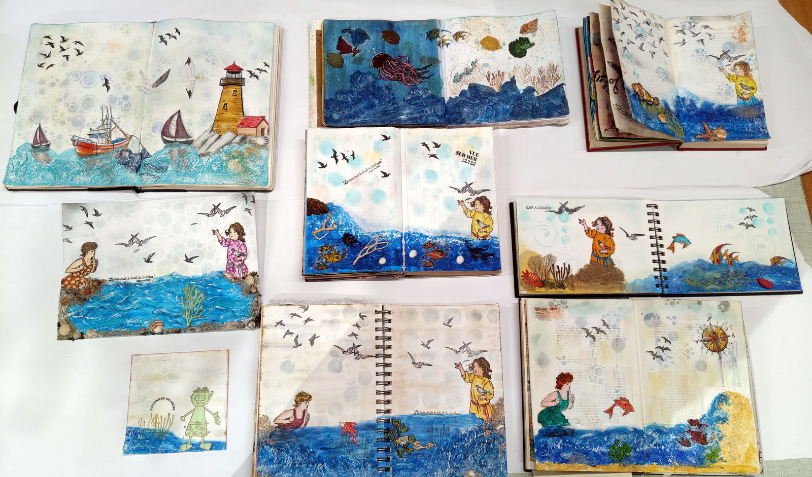 Pages d'art journal thème de la mer Association Hermmicraft Mixed-media 2026