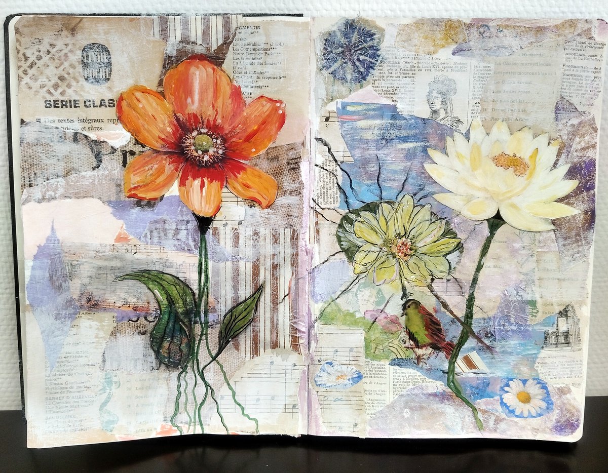 Art journal page florale Mixed media avec Corinne Rollet 2026